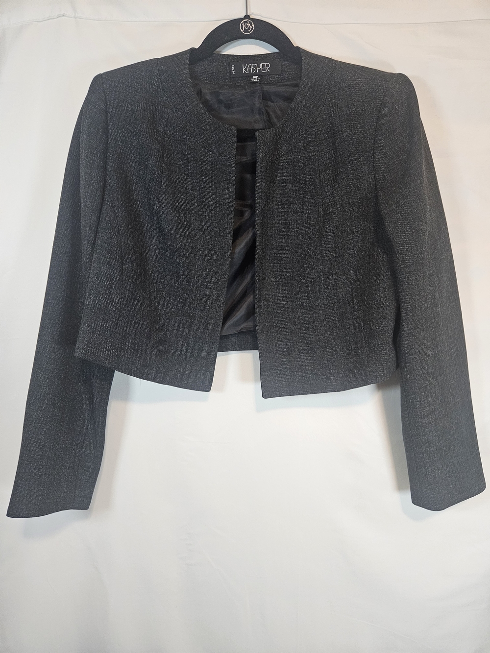 Kasper Women's Charcoal Cropped Collarless Blazer